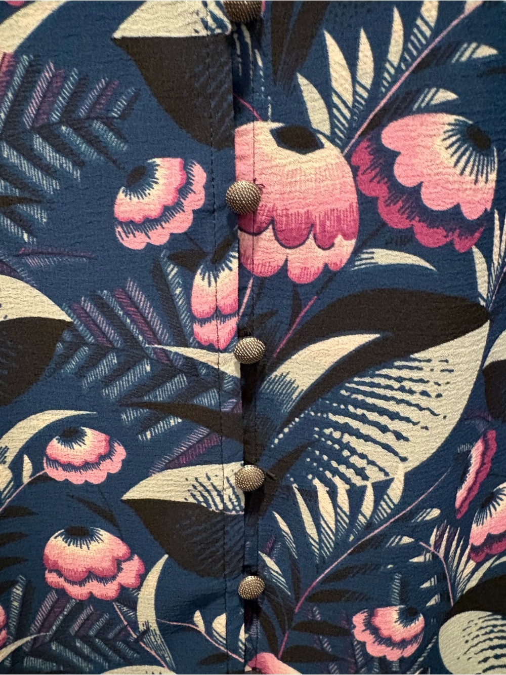 Floral Print Women's Blouse - Blue & Pink - Picture 5 of 6